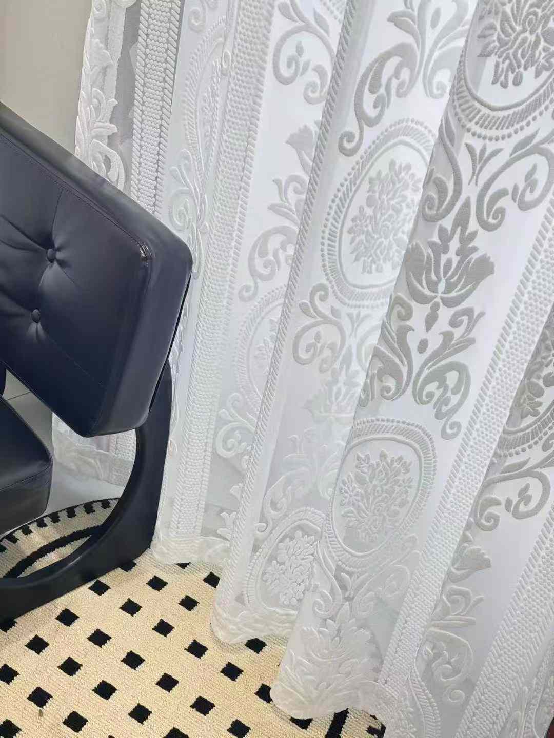 American-French Style Embossed Gauze Curtain (3.2m Width)