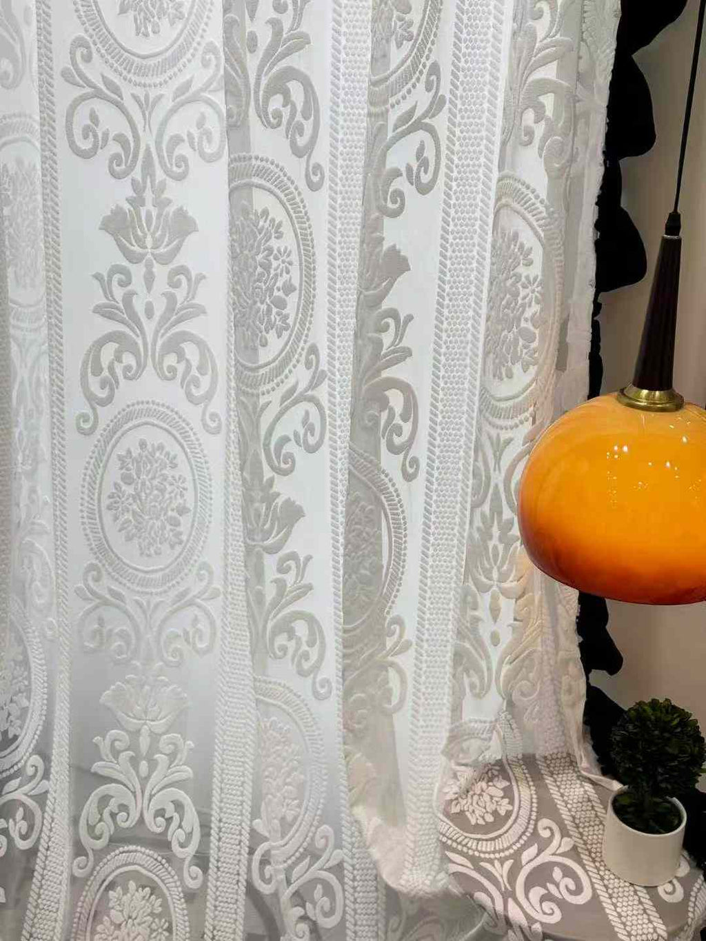 American-French Style Embossed Gauze Curtain (3.2m Width)